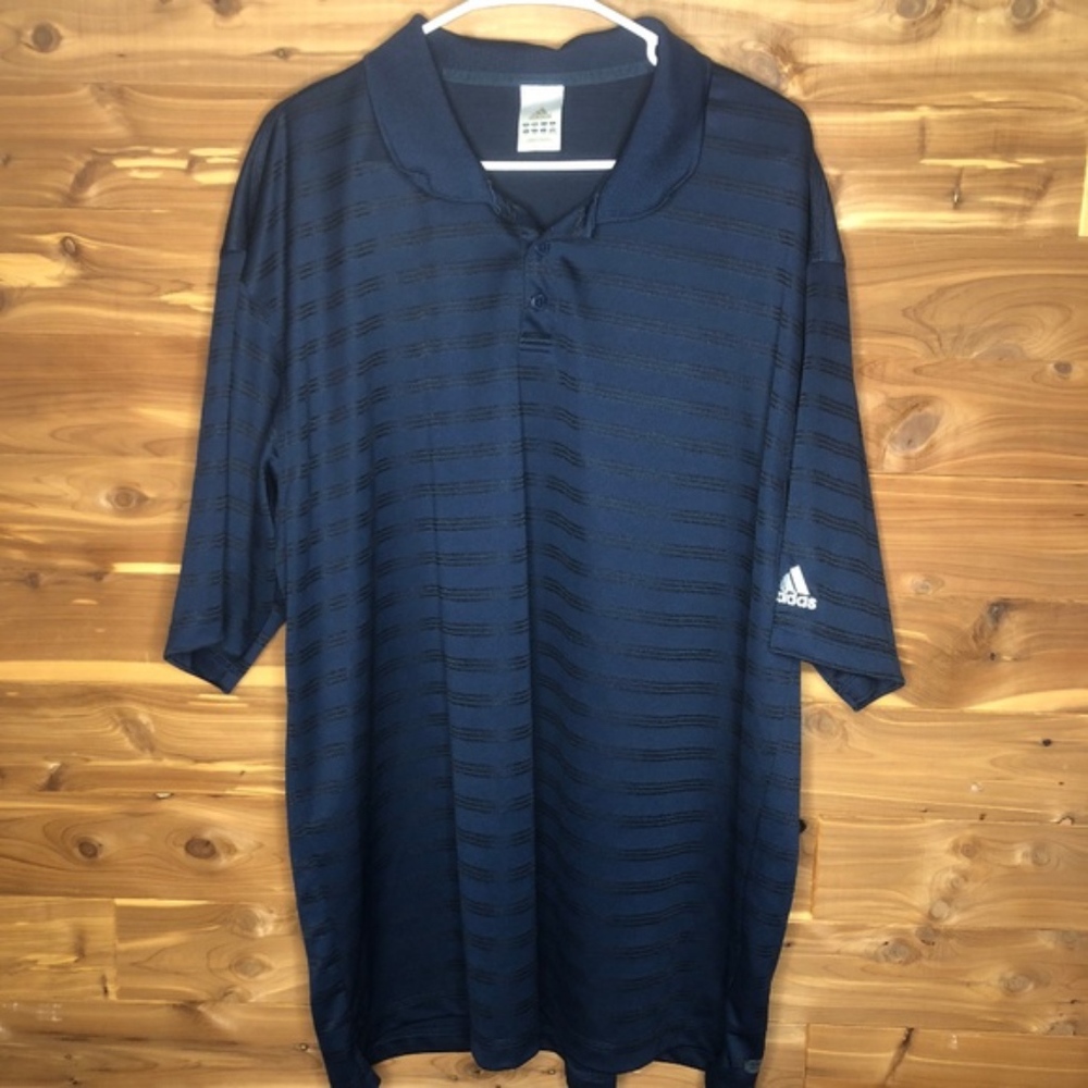 NWOT Adidas Navy Stripped Polo XXL